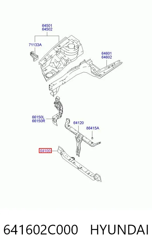 Суппорт радиатора нижний 641602C000 Hyundai/Kia