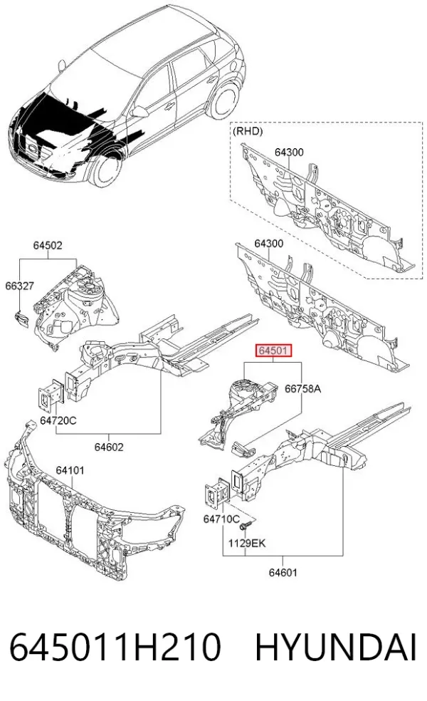 Арка крыла переднего левого 645011H210 Hyundai/Kia