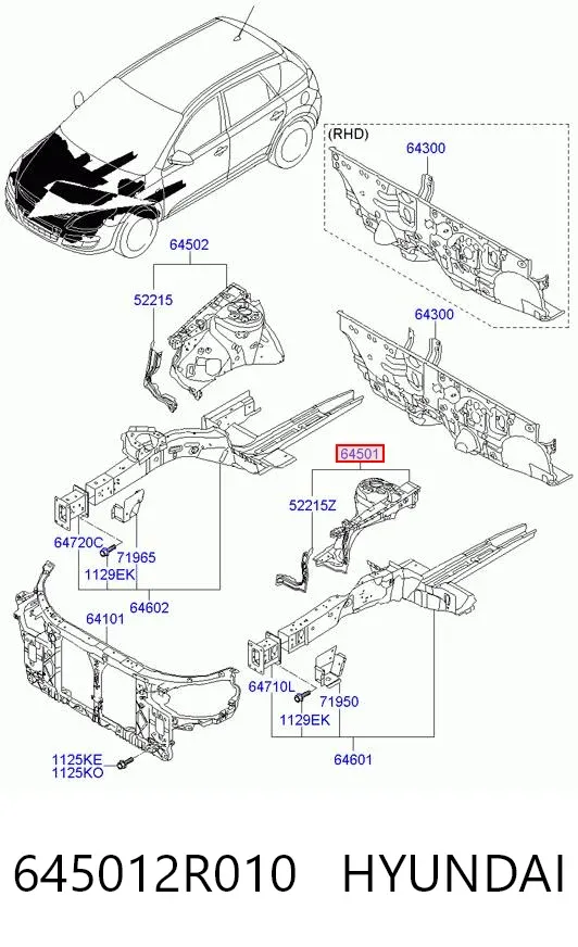 Арка крыла переднего левого 645012R010 Hyundai/Kia
