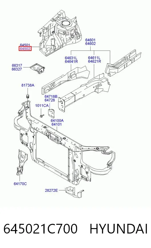 Арка крыла переднего правого 645021C700 Hyundai/Kia