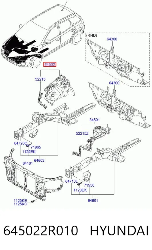 Арка крыла переднего правого 645022R010 Hyundai/Kia