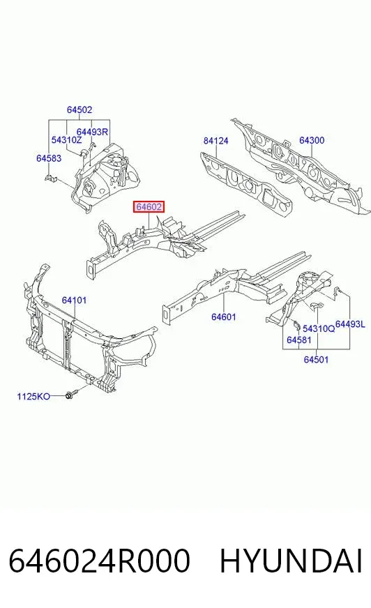 Лонжерон правый 646024R000 Hyundai/Kia