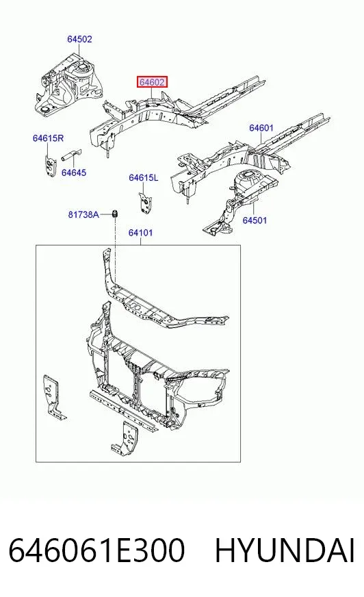 Лонжерон правый 646061E300 Hyundai/Kia