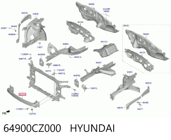 Усилитель переднего бампера 64900CZ000 Hyundai/Kia