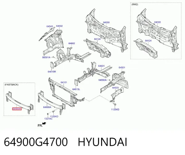 Усилитель переднего бампера 64900G4700 Hyundai/Kia