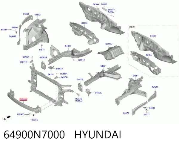 Усилитель переднего бампера 64900N7000 Hyundai/Kia