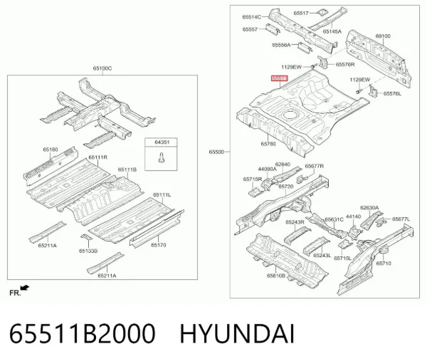 Днище багажника (ниша запасного колеса) 65511B2000 Hyundai/Kia