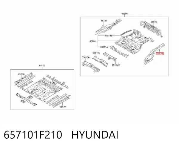 Задний левый лонжерон 657101F210 Hyundai/Kia