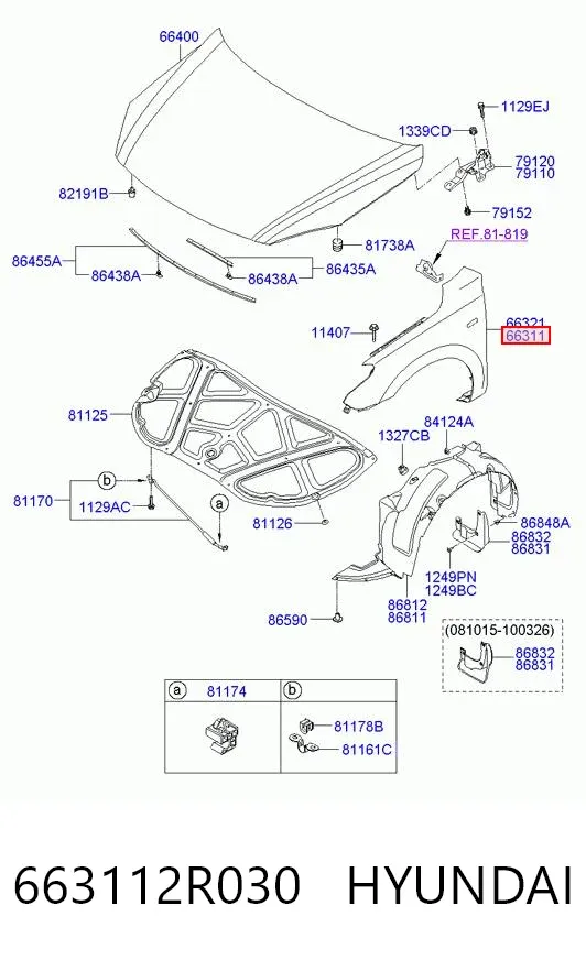 Крыло переднее левое 663112R030 Hyundai/Kia