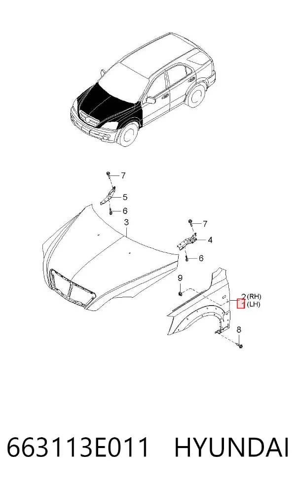 Крыло переднее левое 663113E011 Hyundai/Kia