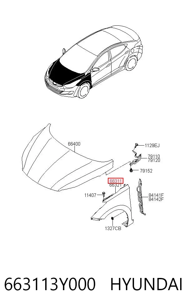 Крыло переднее левое 663113Y000 Hyundai/Kia