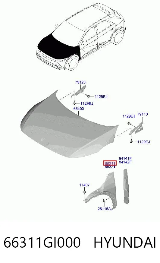 Крыло переднее левое 66311GI000 Hyundai/Kia