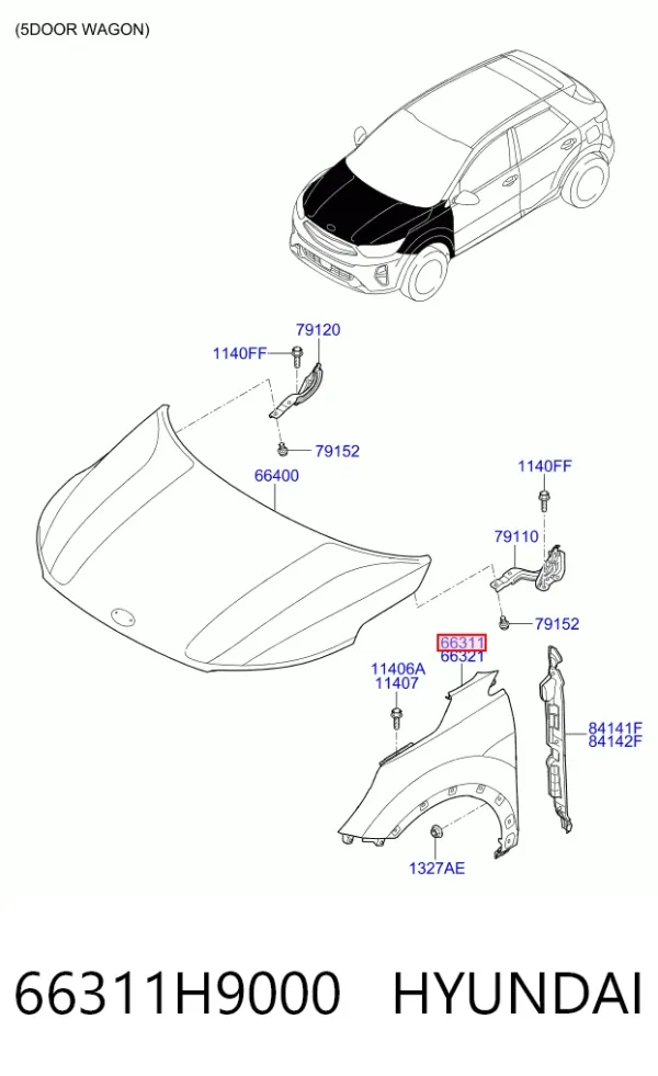 Крыло переднее левое 66311H9000 Hyundai/Kia