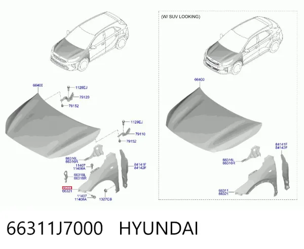 Крыло переднее левое 66311J7000 Hyundai/Kia