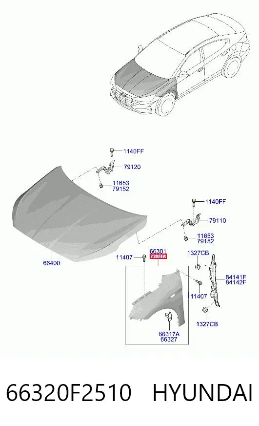 Крыло переднее правое 66320F2510 Hyundai/Kia