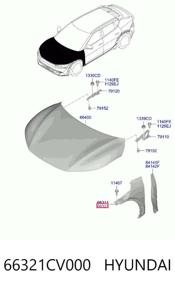 Крыло переднее правое 66321CV000 Hyundai/Kia
