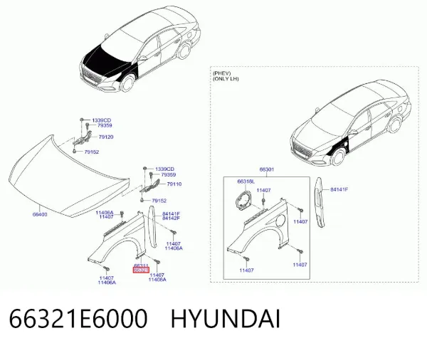 Крыло переднее правое 66321E6000 Hyundai/Kia