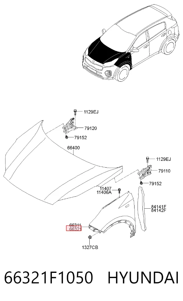Крыло переднее правое 66321F1050 Hyundai/Kia