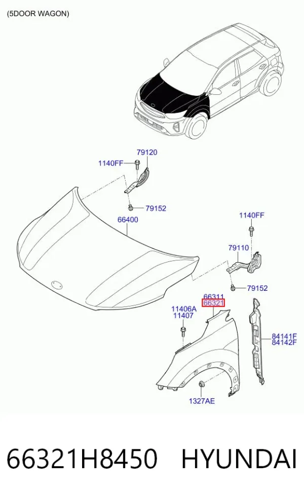 Крыло переднее правое 66321H8450 Hyundai/Kia