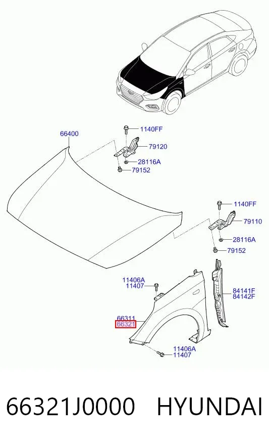 Крыло переднее правое 66321J0000 Hyundai/Kia