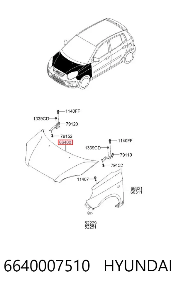 Капот 6640007510 Hyundai/Kia