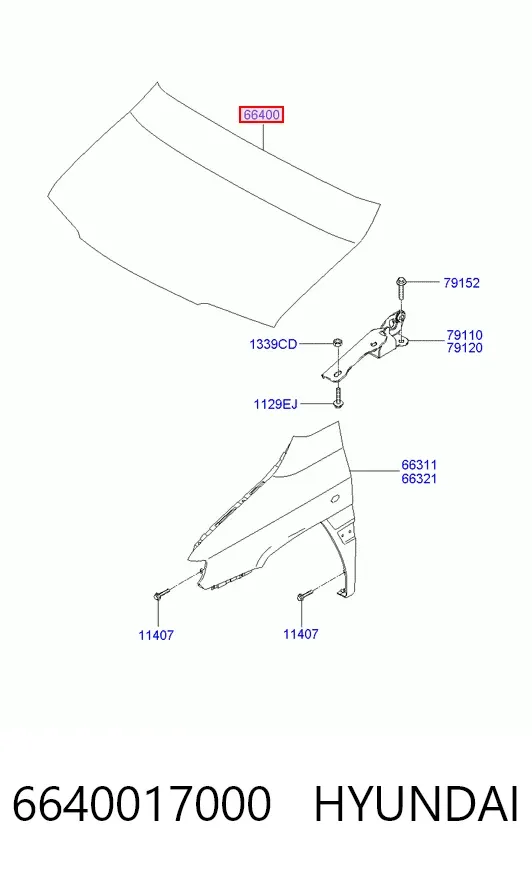 Капот 6640017000 Hyundai/Kia