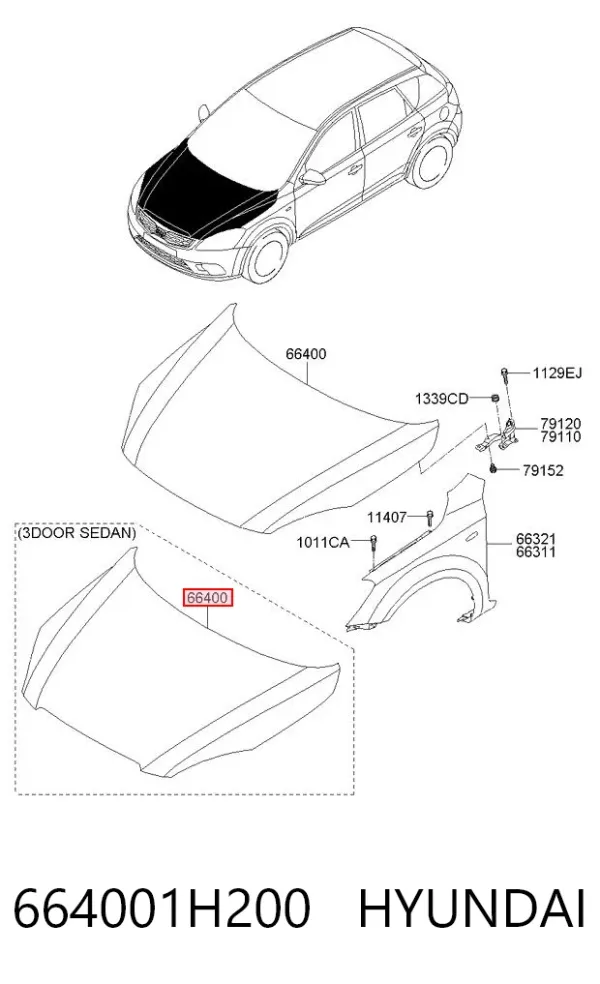 Капот 664001H200 Hyundai/Kia