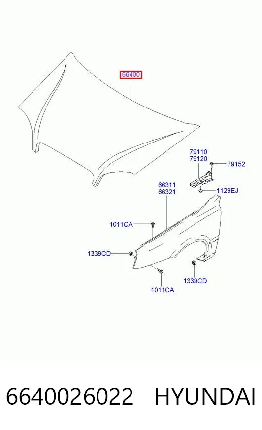 Капот 6640026022 Hyundai/Kia