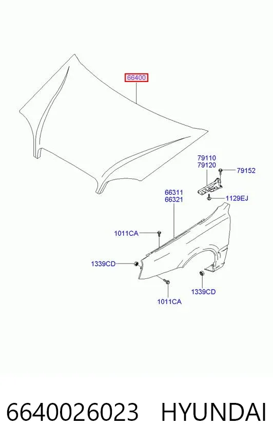 Капот 6640026023 Hyundai/Kia