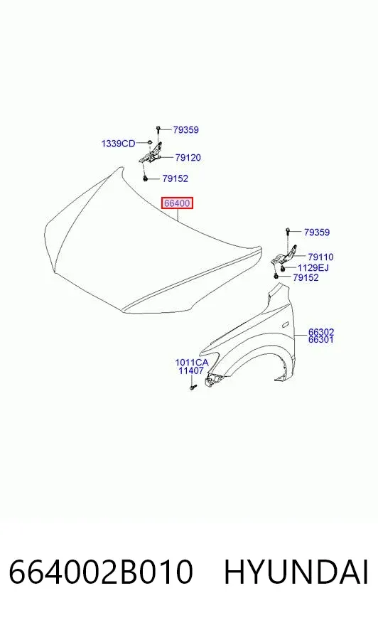 Капот 664002B010 Hyundai/Kia