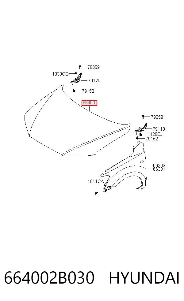 Капот 664002B030 Hyundai/Kia