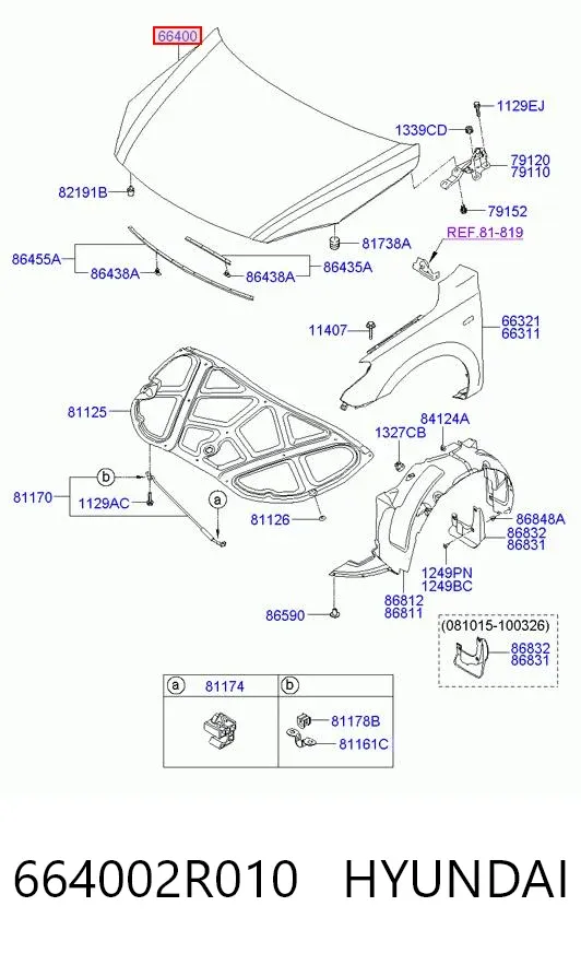 Капот 664002R010 Hyundai/Kia