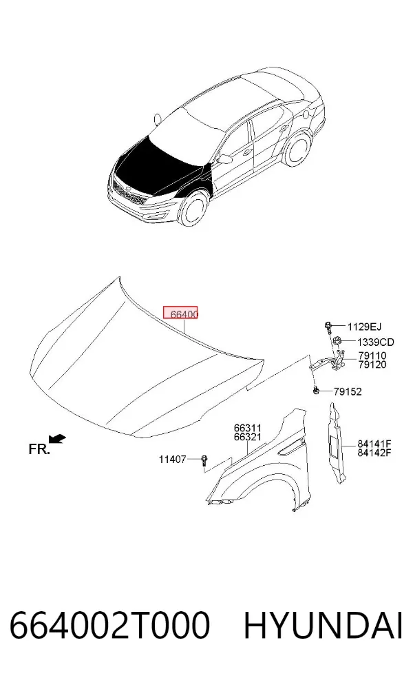 Капот 664002T000 Hyundai/Kia