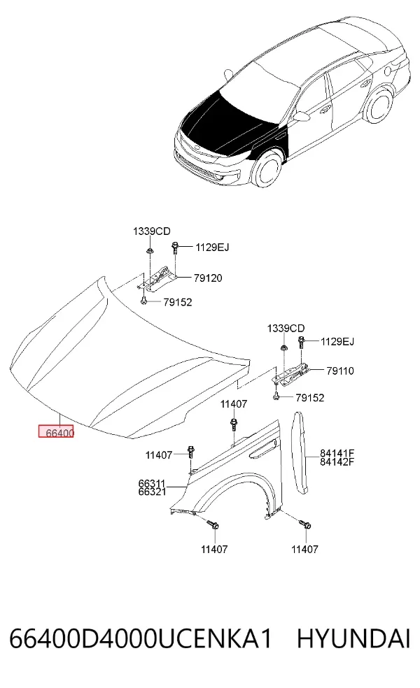 Капот 66400D4000UCENKA1 Hyundai/Kia
