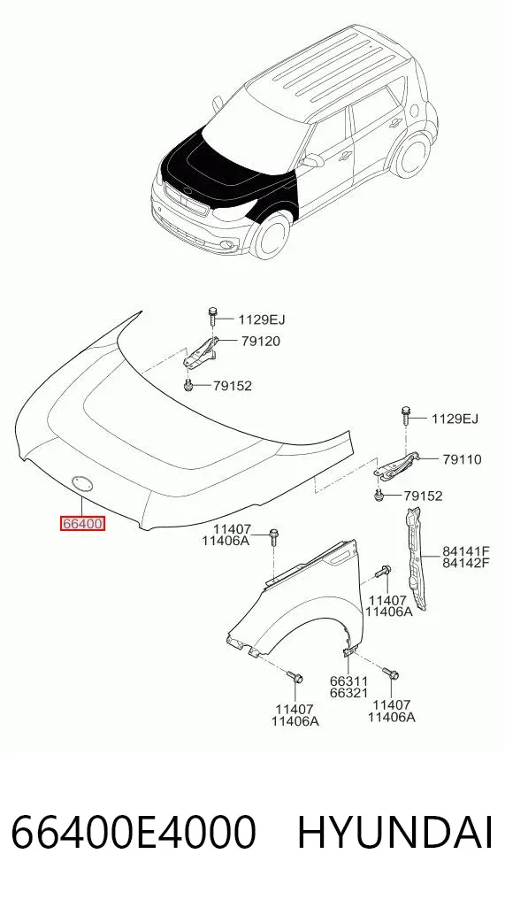 Капот 66400E4000 Hyundai/Kia