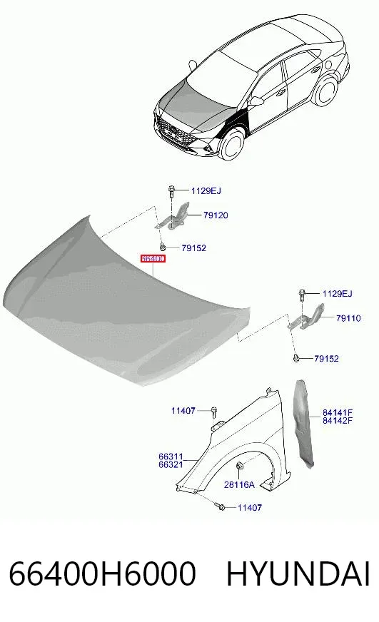 Капот 66400H6000 Hyundai/Kia