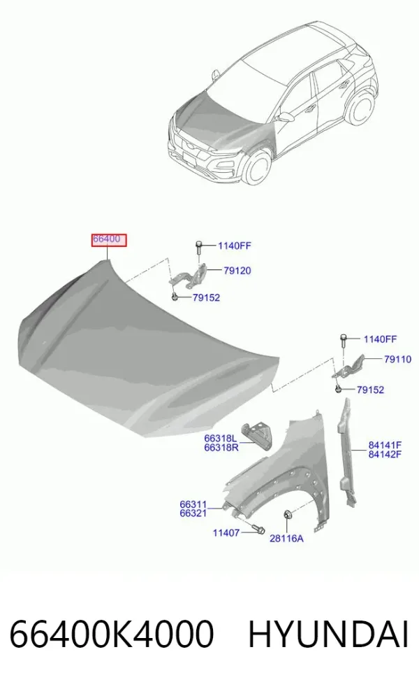 Капот 66400K4000 Hyundai/Kia