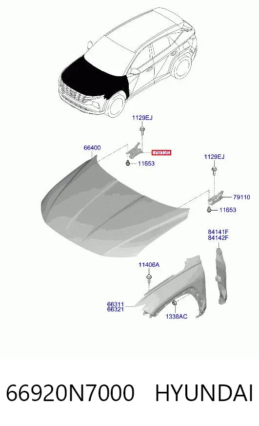 Петля капота правая 66920N7000 Hyundai/Kia