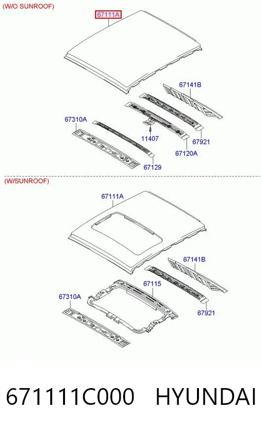 Крыша 671111C000 Hyundai/Kia