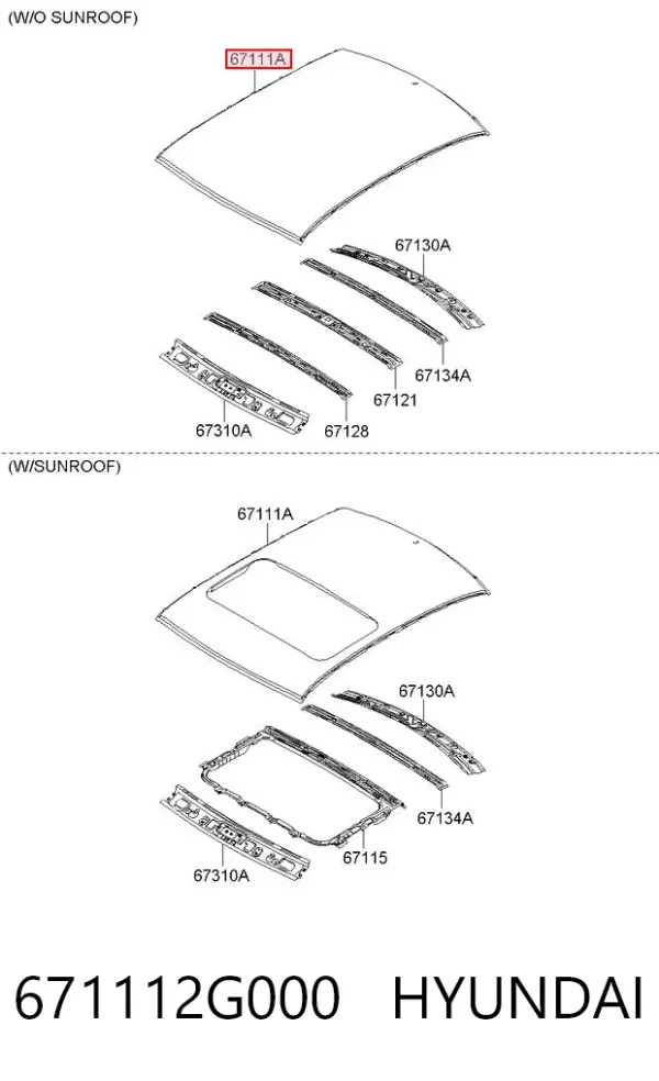 Крыша 671112G000 Hyundai/Kia