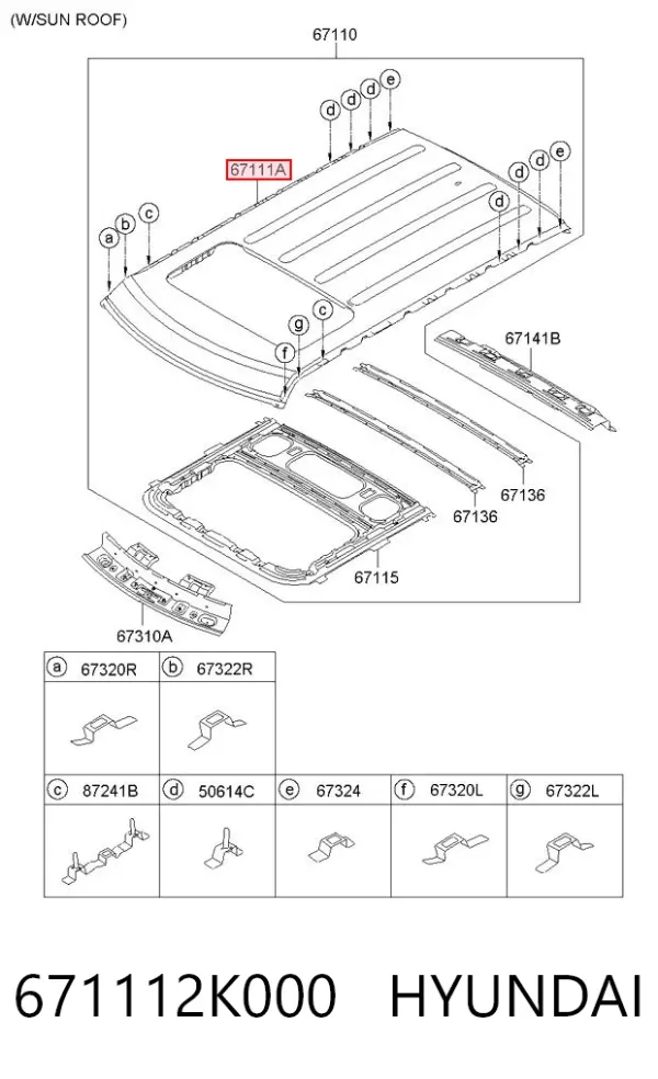 Крыша 671112K000 Hyundai/Kia