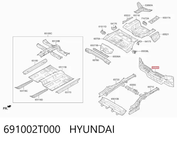 Панель багажного отсека задняя 691002T000 Hyundai/Kia