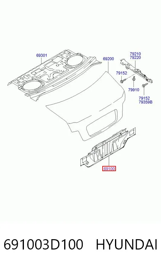 Панель багажного отсека задняя 691003D100 Hyundai/Kia