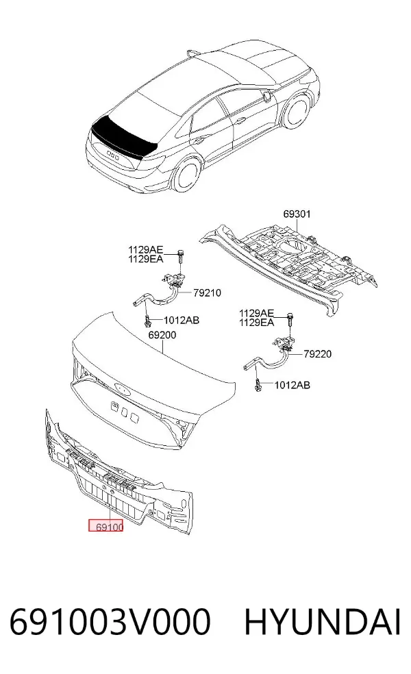 Панель багажного отсека задняя 691003V000 Hyundai/Kia