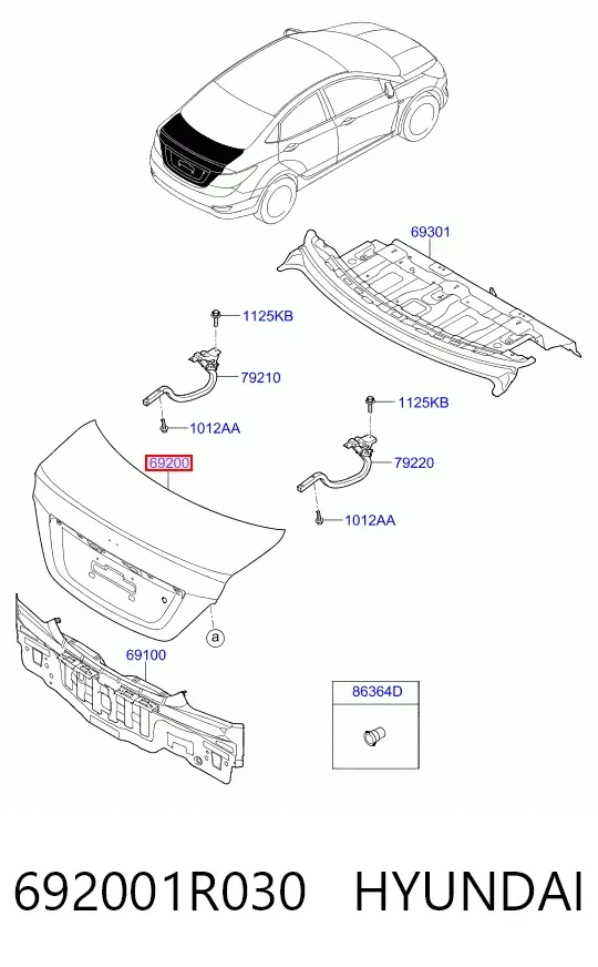 Крышка багажника 692001R030 Hyundai/Kia