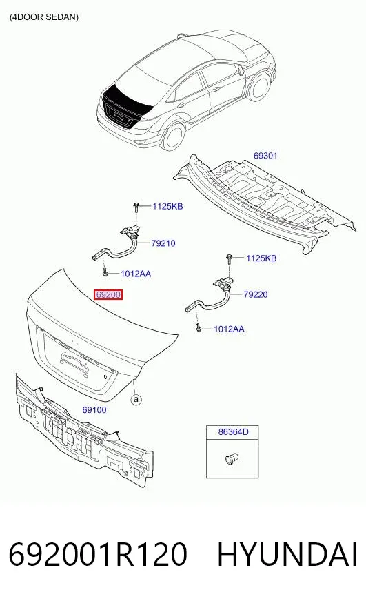 Крышка багажника 692001R120 Hyundai/Kia