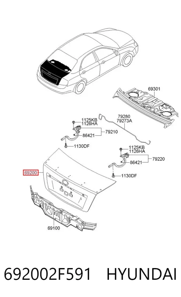 Крышка багажника 692002F591 Hyundai/Kia