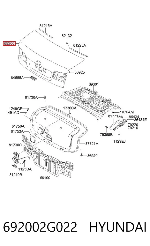 Крышка багажника 692002G022 Hyundai/Kia