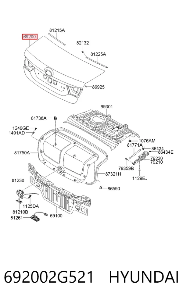 Крышка багажника 692002G521 Hyundai/Kia
