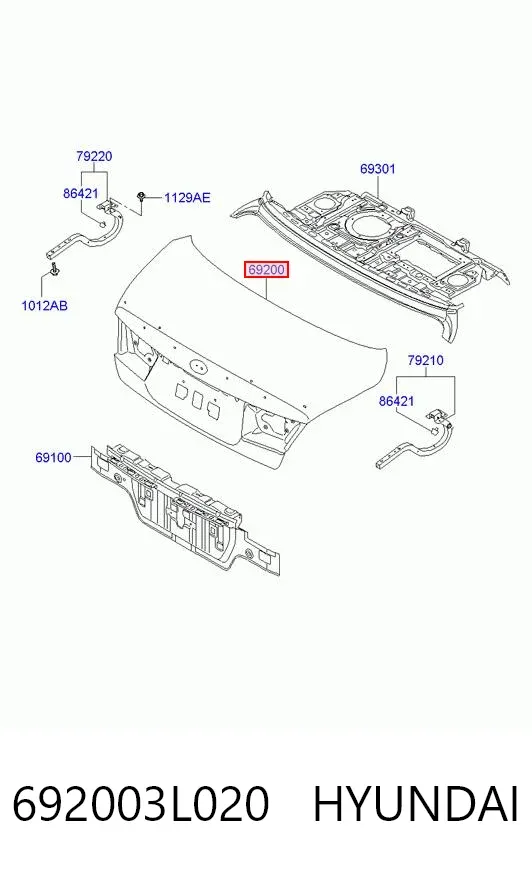 Крышка багажника 692003L020 Hyundai/Kia